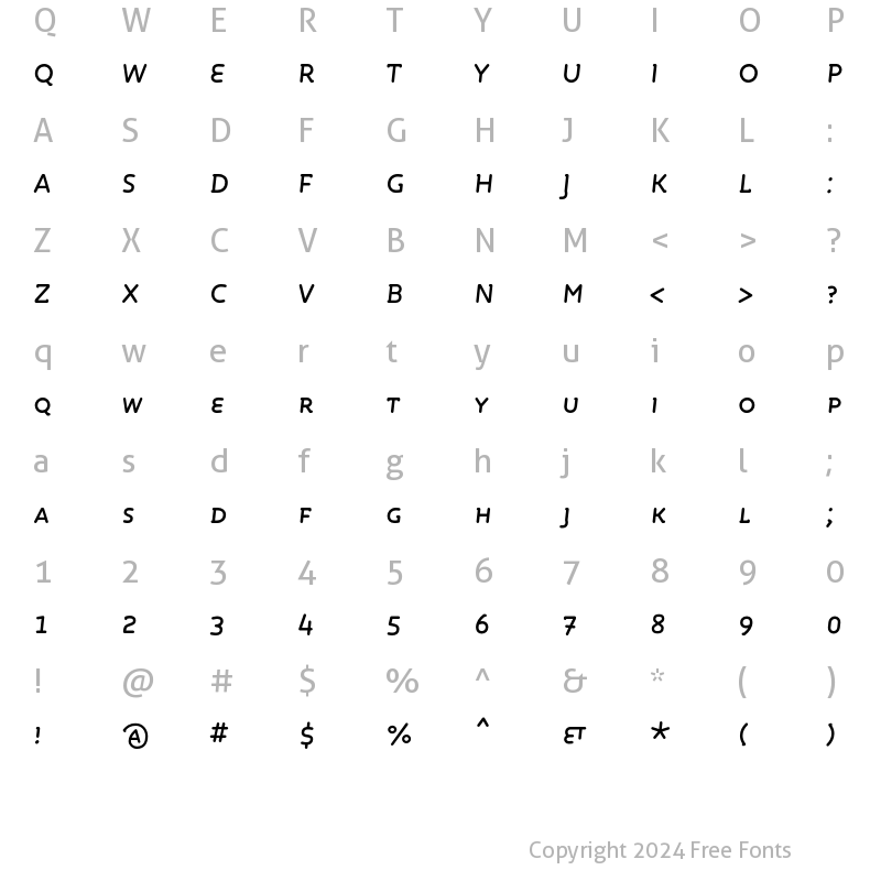 Character Map of Roice-MediumItalicSC Regular