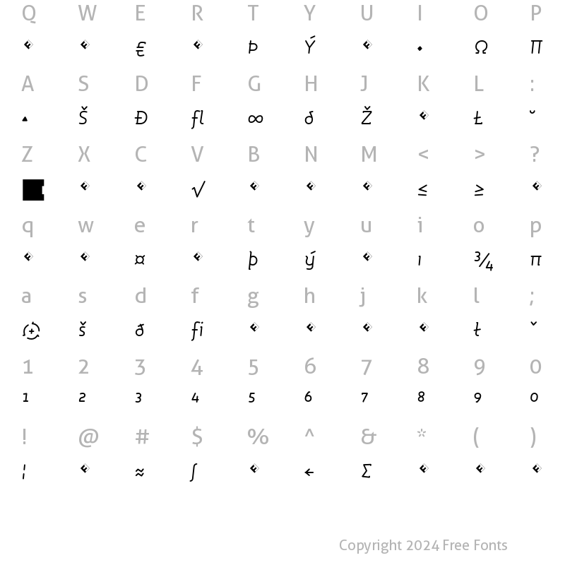 Character Map of Roice-RegularItalicExpert Regular