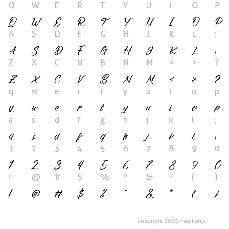 Character Map of Roittell Italic