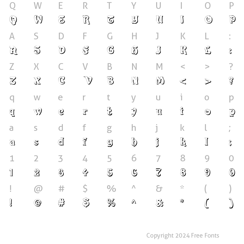 Character Map of Roland Shadow Regular