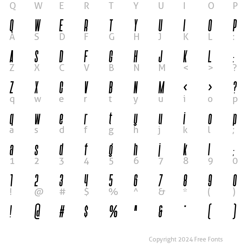 Character Map of Rolf Medium Italic