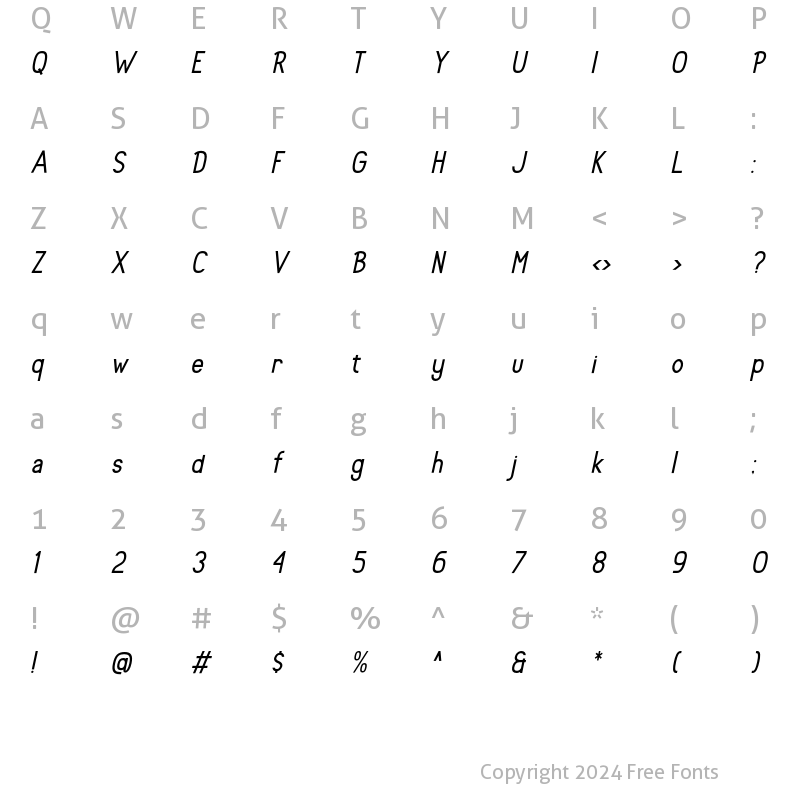 Character Map of Rolhausen Slanted