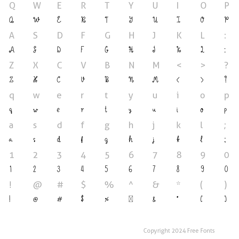 Character Map of Roll Cake Regular