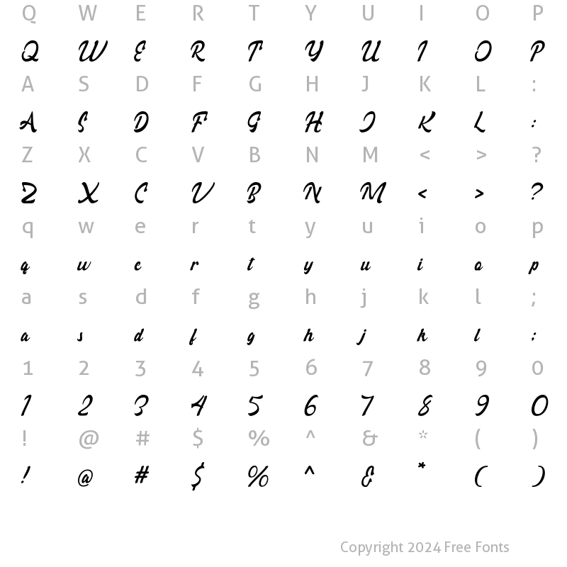 Character Map of Rollade Ballado Regular