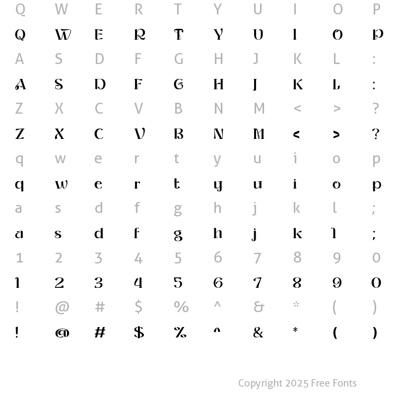 Character Map of ROLLER ALIKA Medium