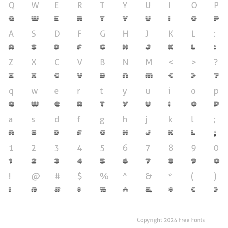 Character Map of Roller Baby BV Gradient Regular