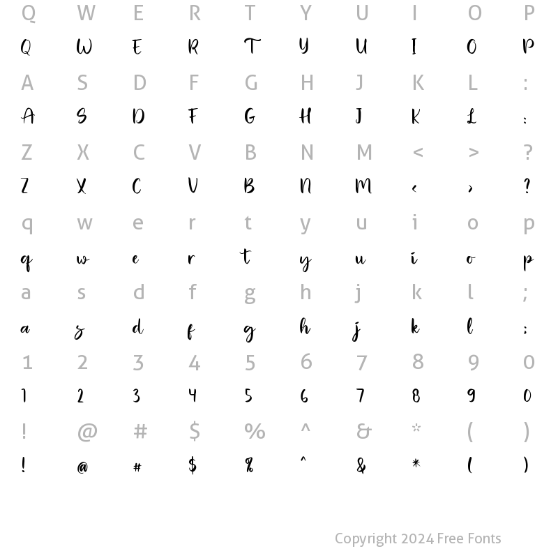 Character Map of Roller Blow Regular