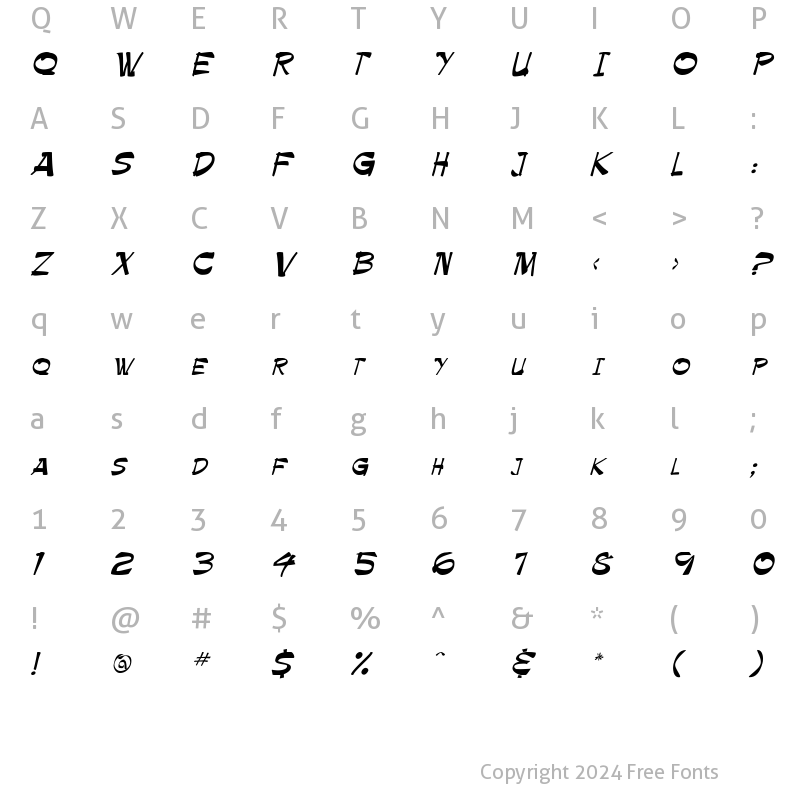 Character Map of Roller Regular