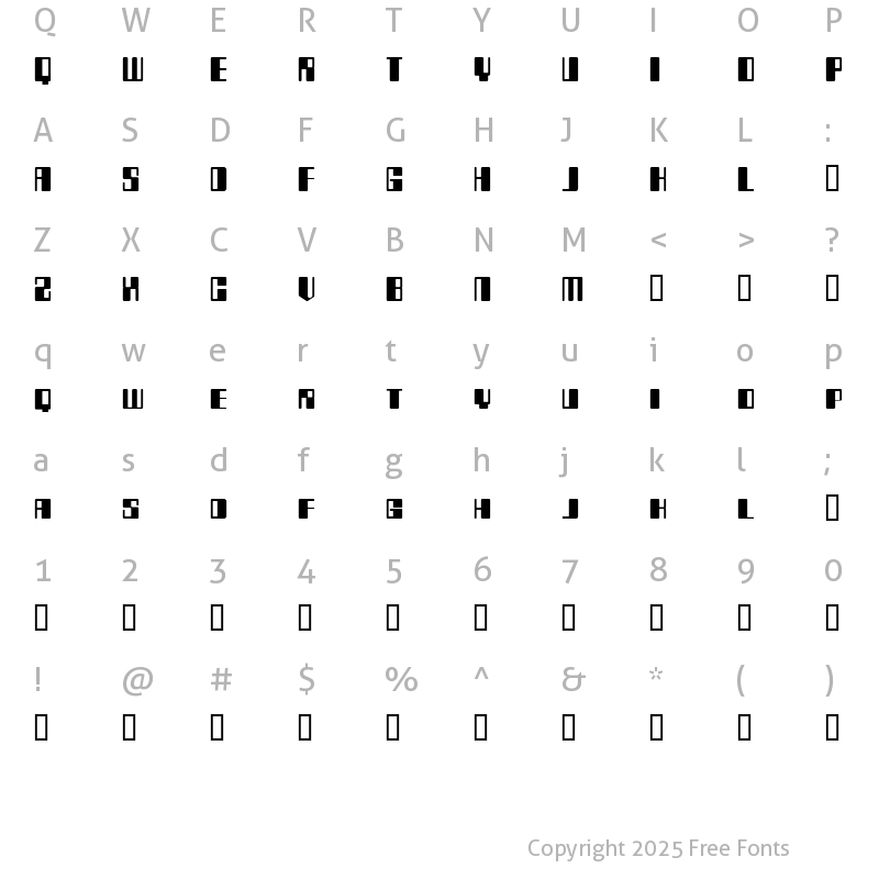 Character Map of Rollerbollocks Regular