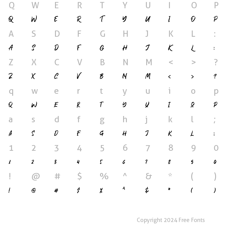 Character Map of Rollinkland Regular