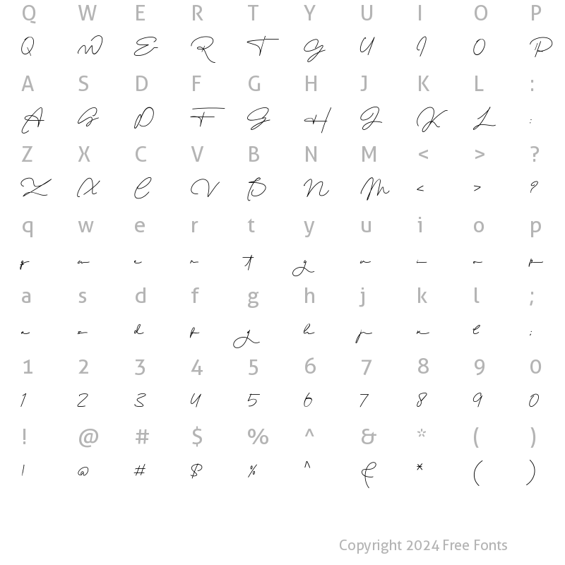 Character Map of Romalin Heart Regular