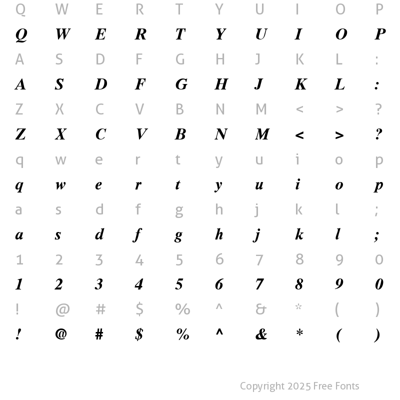 Character Map of RomanEleven Bold