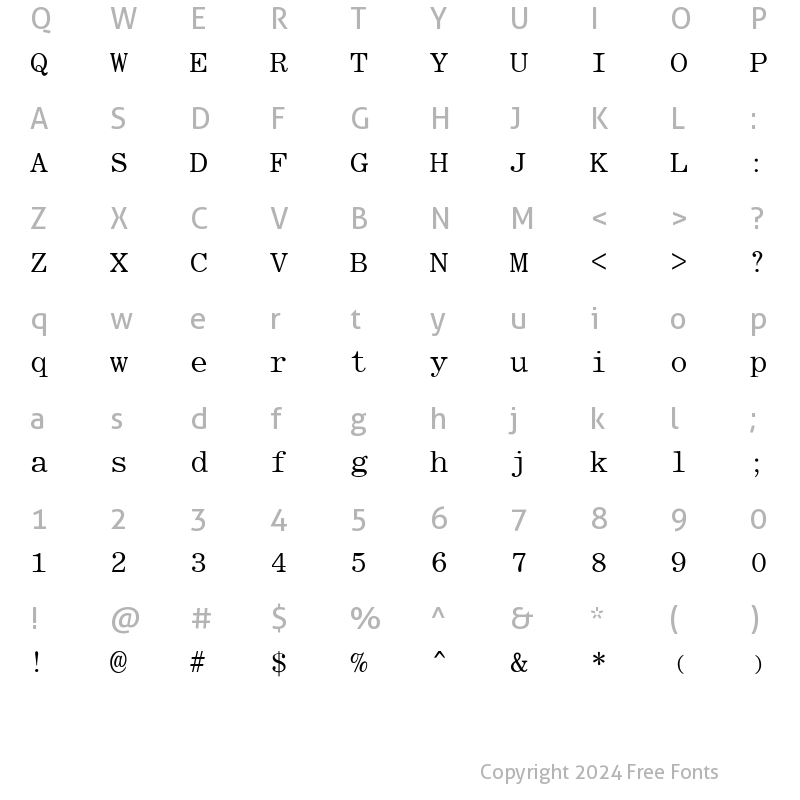 Character Map of RomanFixedWidth Regular