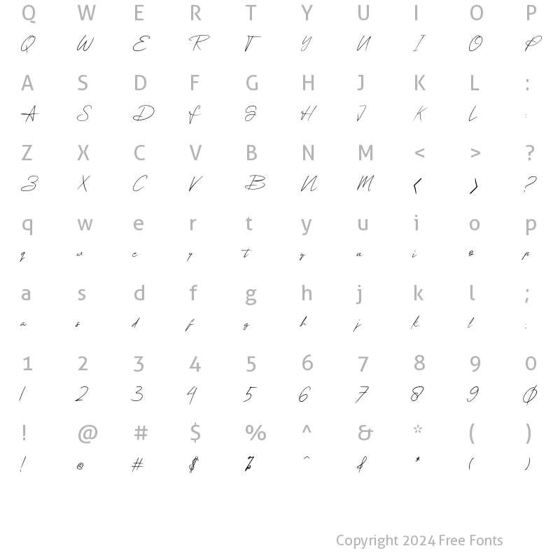 Character Map of Romansa Regular