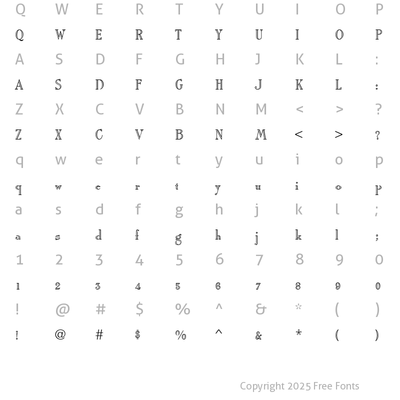 Character Map of RomanStyT Regular