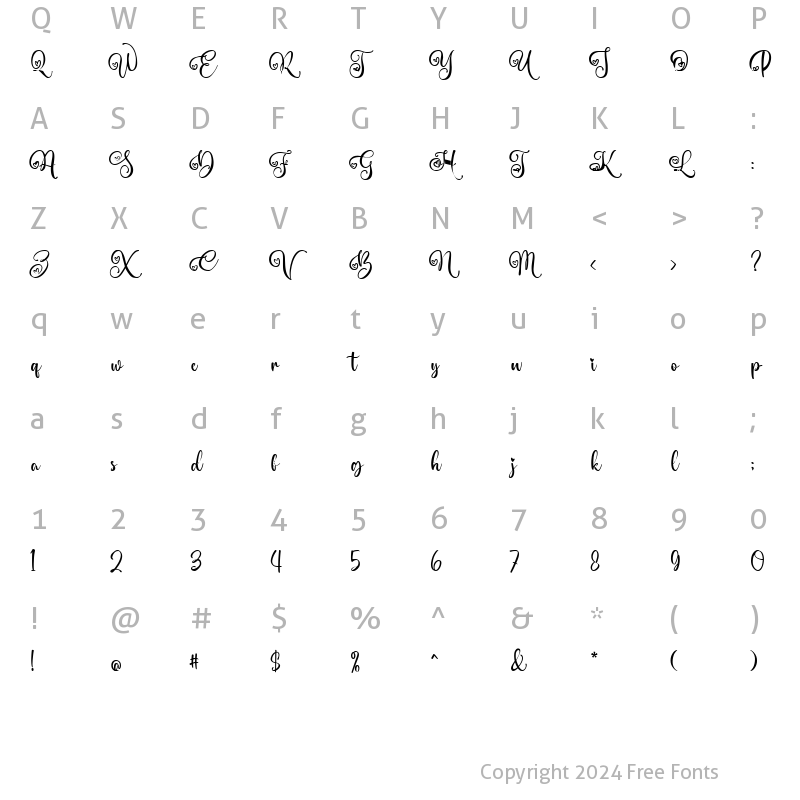 Character Map of Romantic Heart Regular