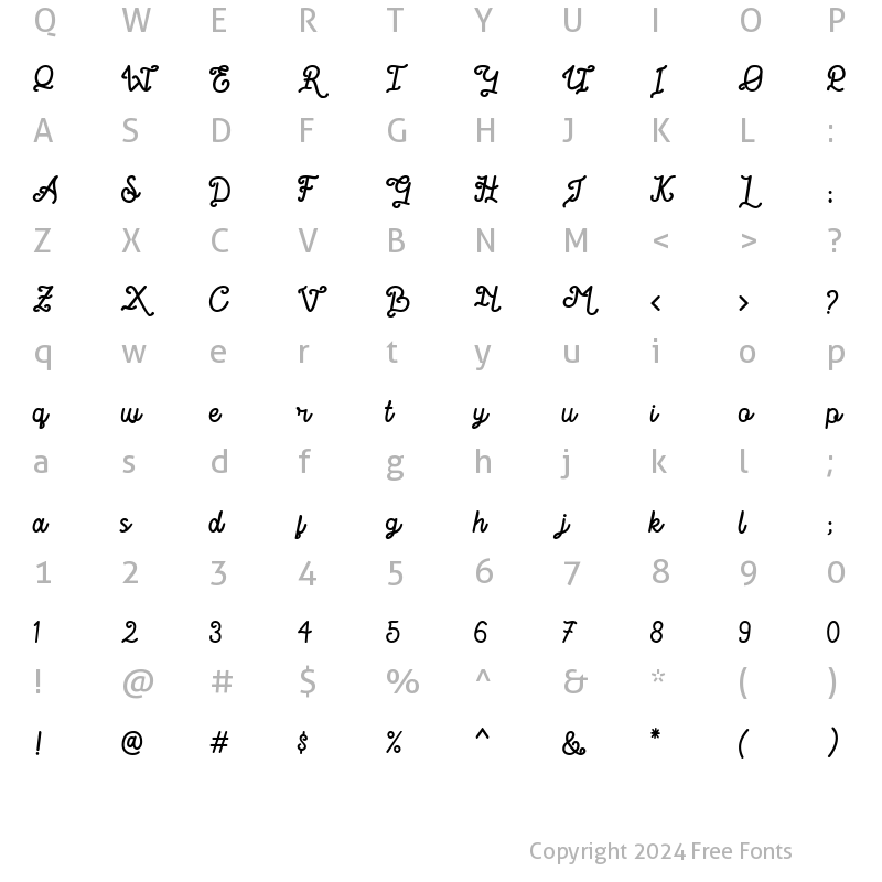 Character Map of Romantica Story Regular