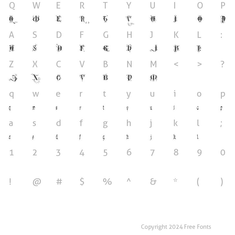 Character Map of Romantically Yours Regular