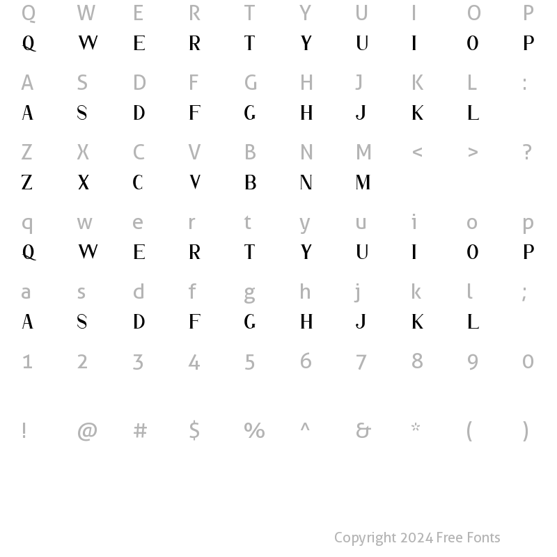 Character Map of ROMANTICE Regular