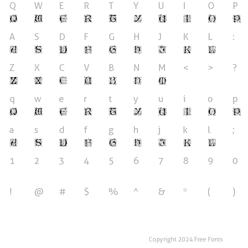 Character Map of Romantik Regular