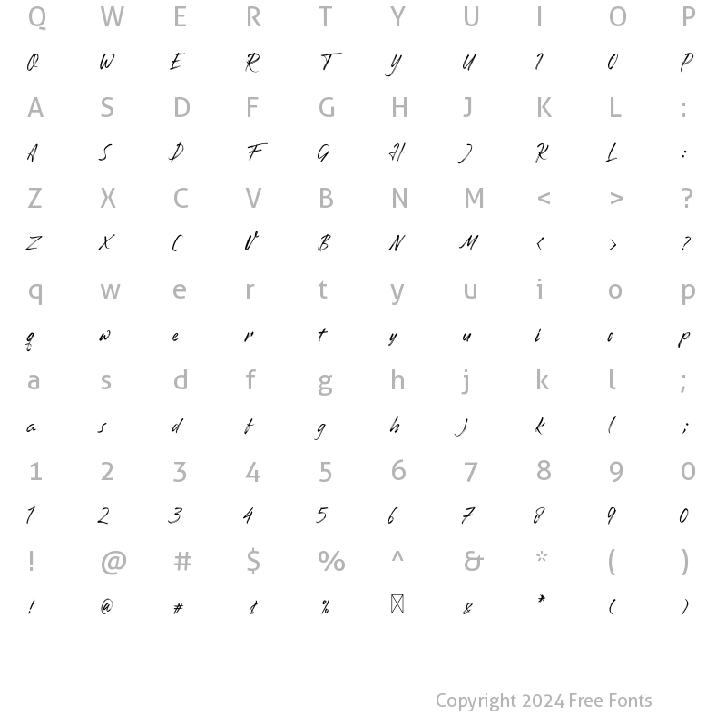 Character Map of Romantika Hidup Regular