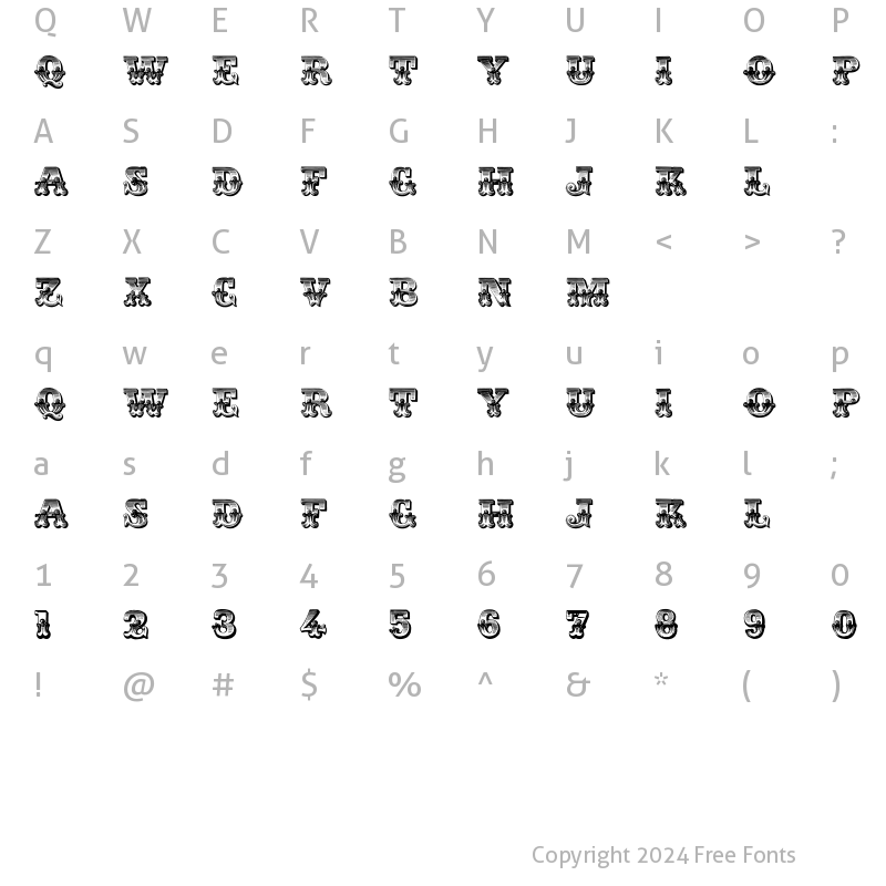 Character Map of Romantiques Regular