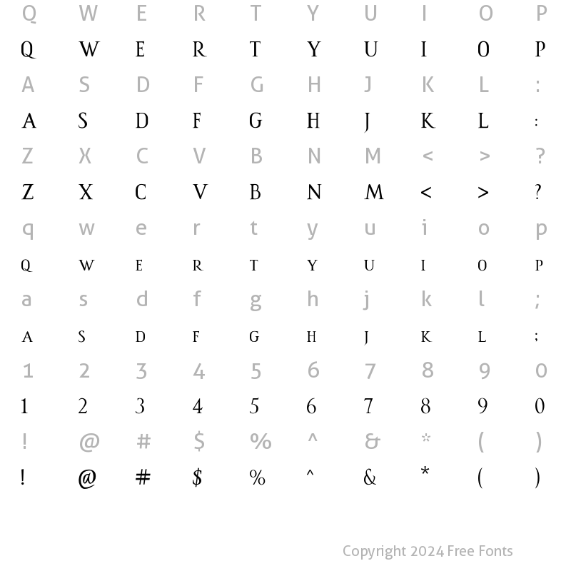 Character Map of ROMANUS Regular