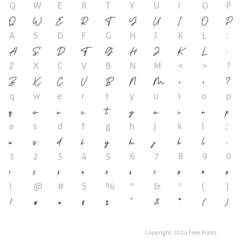 Character Map of Romedance Regular