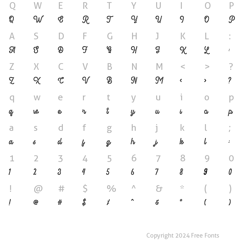 Character Map of Romedhal Script Stamp Regular