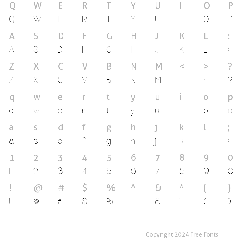 Character Map of Romely Thin