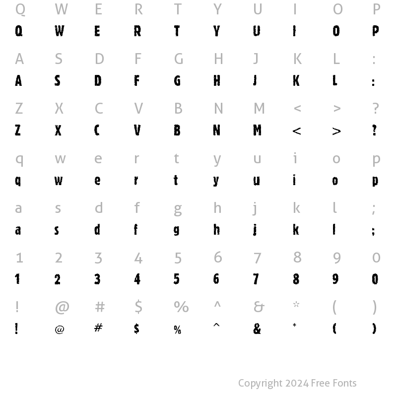 Character Map of Romeo Regular