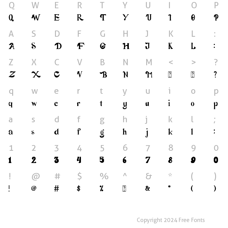 Character Map of Romeoste Regular