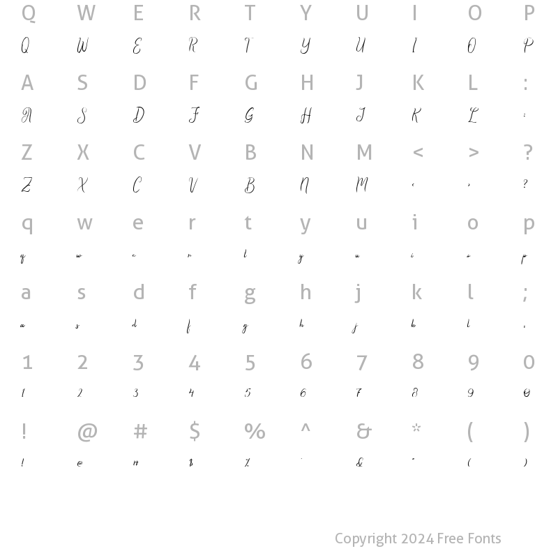 Character Map of Romeyale Regular