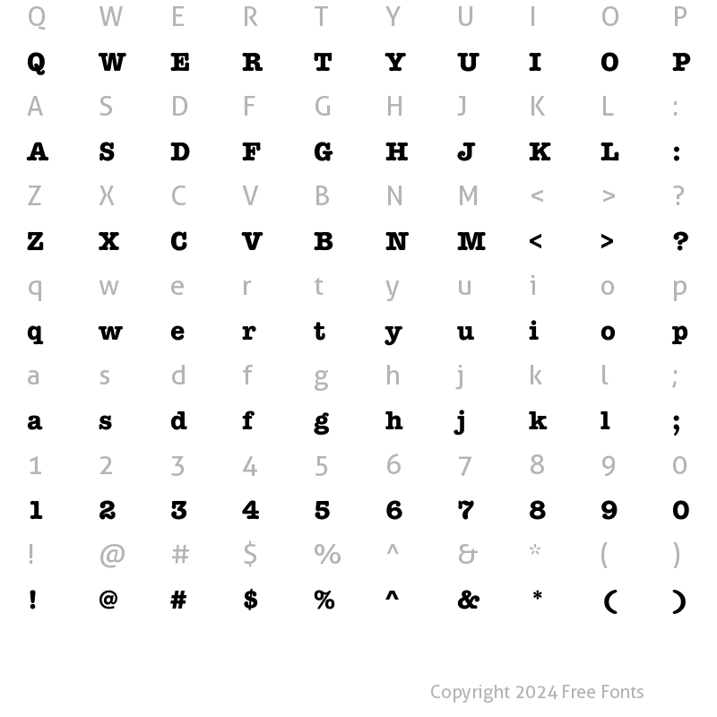 Character Map of Romtypewriter Bold