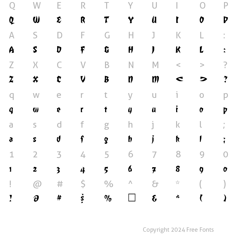 Character Map of RomulanFalcon Regular