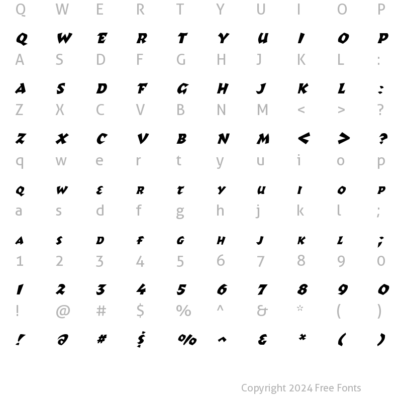 Character Map of Romulus Italic