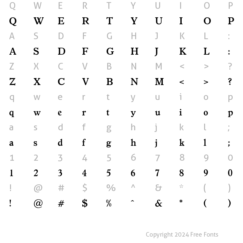 Character Map of Romulus Regular