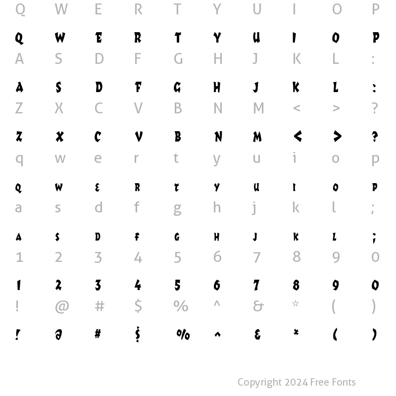 Character Map of RomulusCondensed Regular