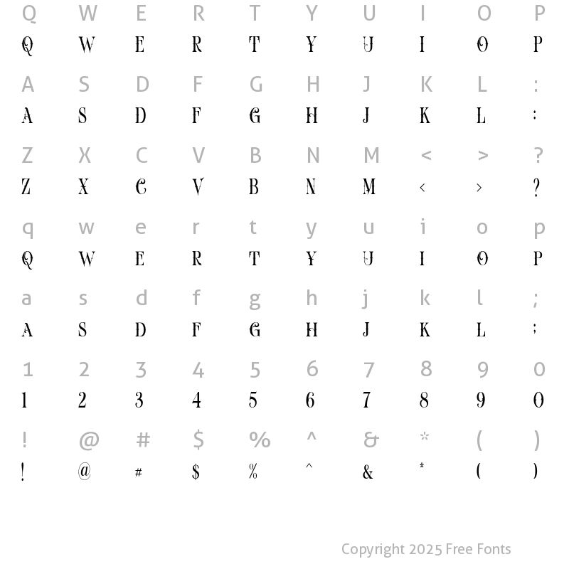 Character Map of RoodrigueZ Regular