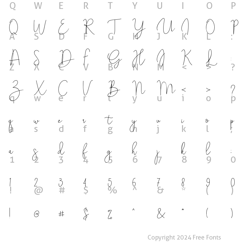 Character Map of Rooseline Regular