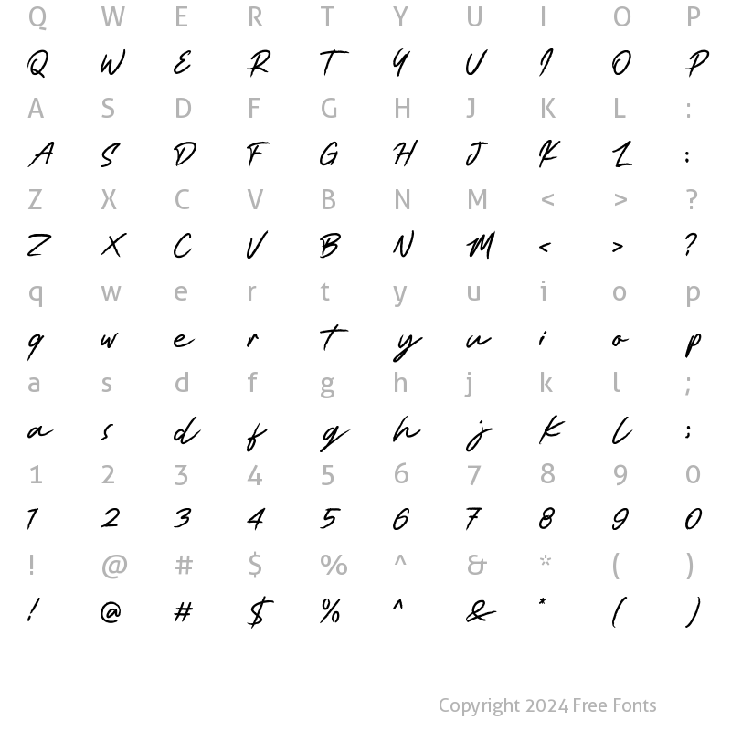 Character Map of Roostarica Regular