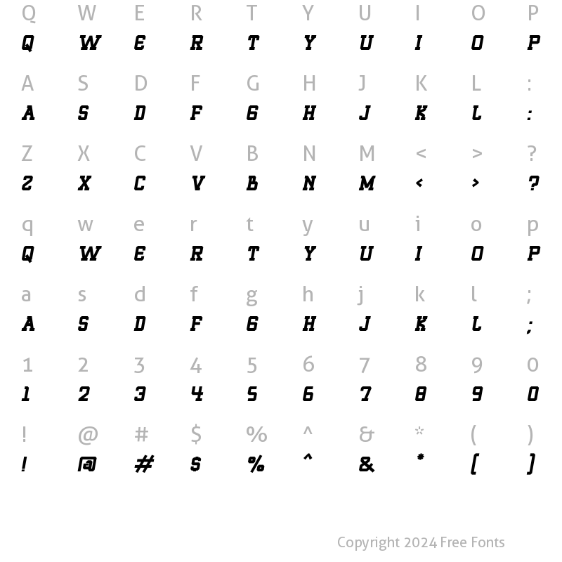 Character Map of ROQUERO Italic