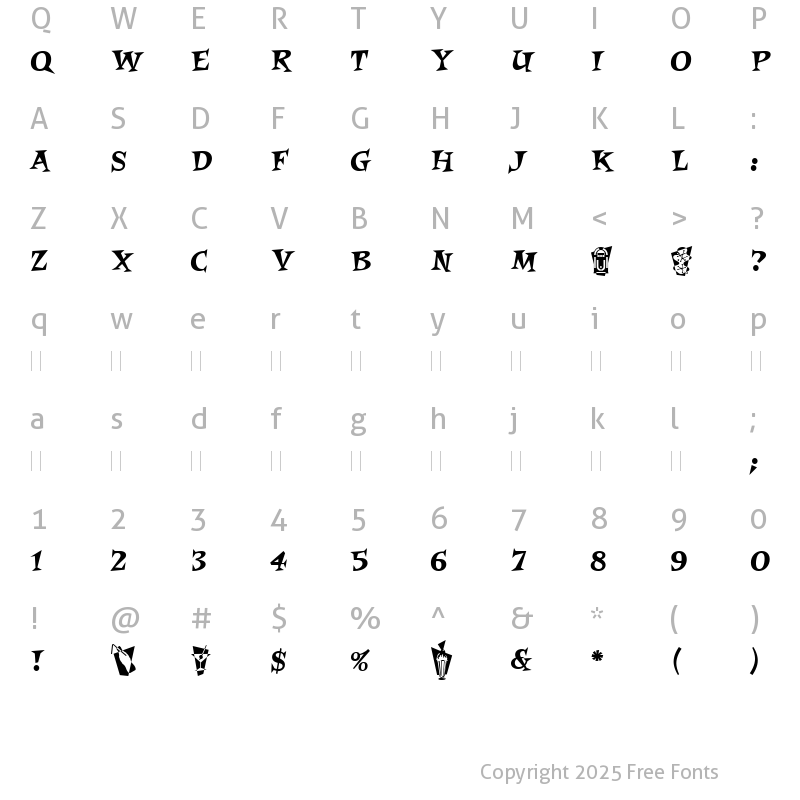 Character Map of Roquette LET Plain