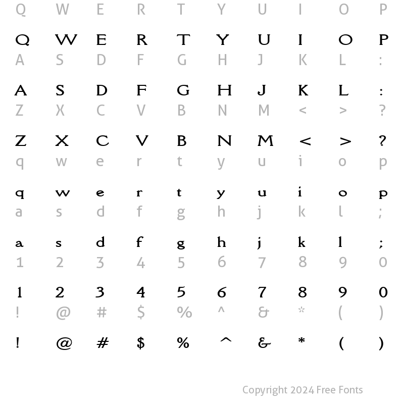 Character Map of Rory Wide Bold