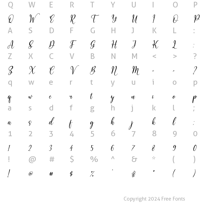 Character Map of Rosalinda Berlinata Italic