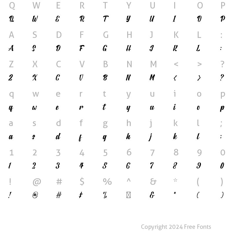 Character Map of Rosalinda Regular