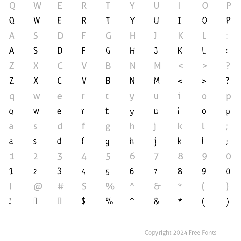 Character Map of Rosango Normal