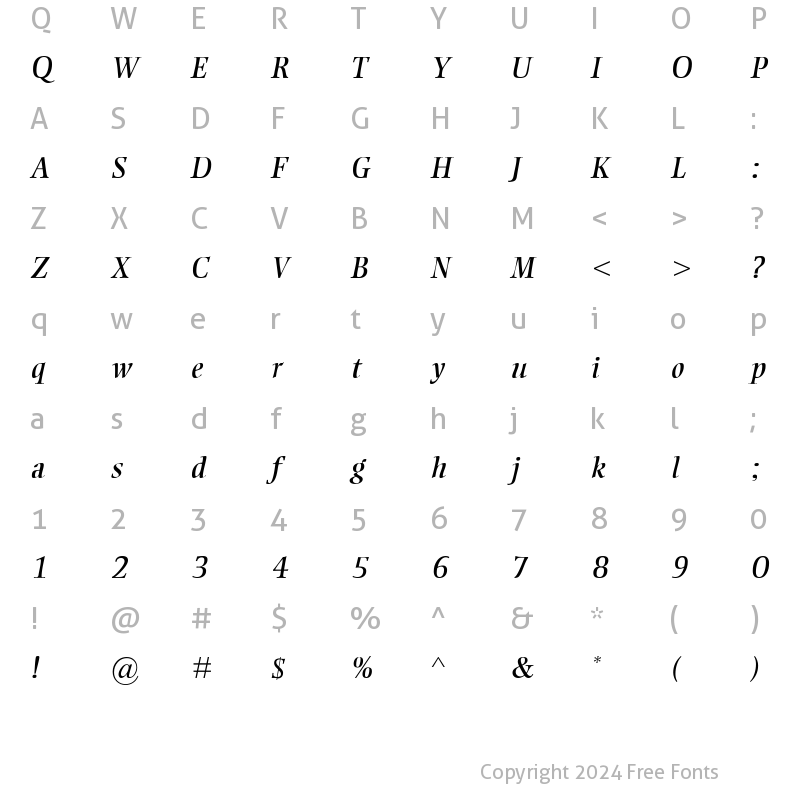 Character Map of RosarioSSK Italic