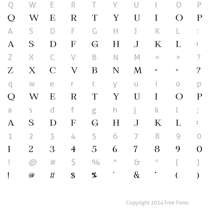 Character Map of Roschild Bold