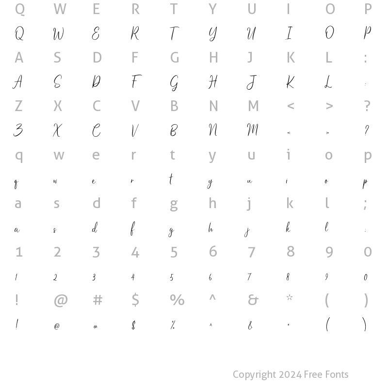 Character Map of Rose Blossom Regular